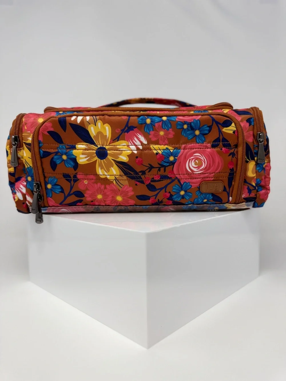 Lug Cosmetic Beauty Organizer Whim Copper Foulard Blue Floral Travel Case